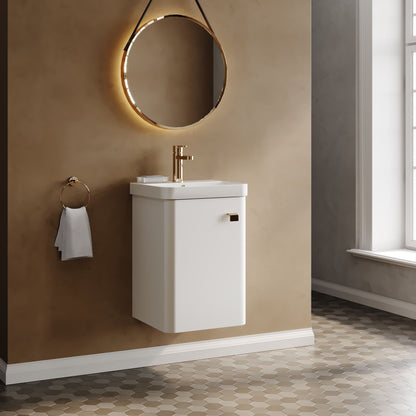 Nuie Core 400mm 1 Door 1 Drawer Gloss White Wall Hung Vanity Unit With Basin