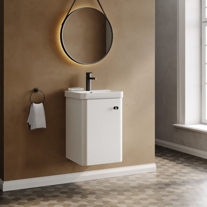 Nuie Core 400mm 1 Door Gloss White Wall Hung Vanity Unit With Basin