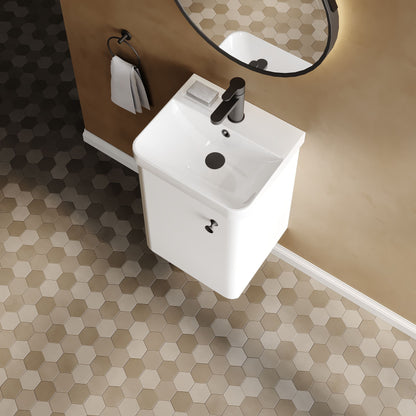 Nuie Core 400mm 1 Door Gloss White Wall Hung Vanity Unit With Basin