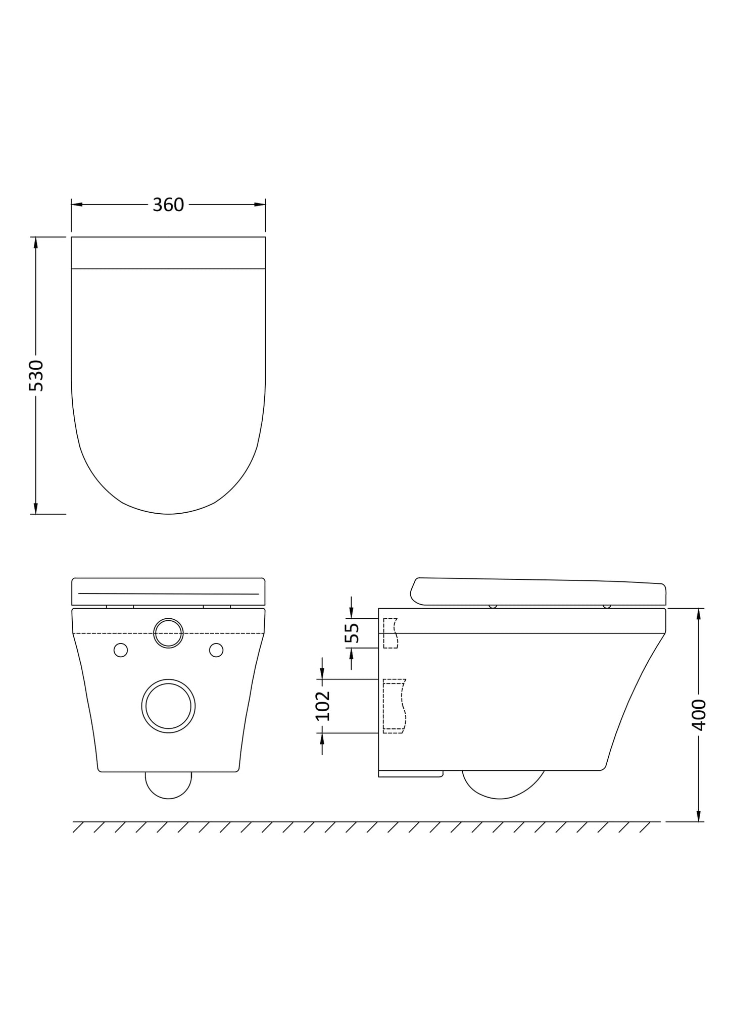 Hudson Reed Luna White Wall Hung Toilet Including Seat
