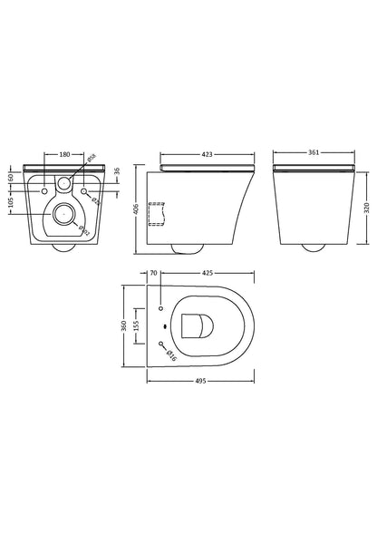 Round Rimless W/H Pan & SC Seat (Urea)