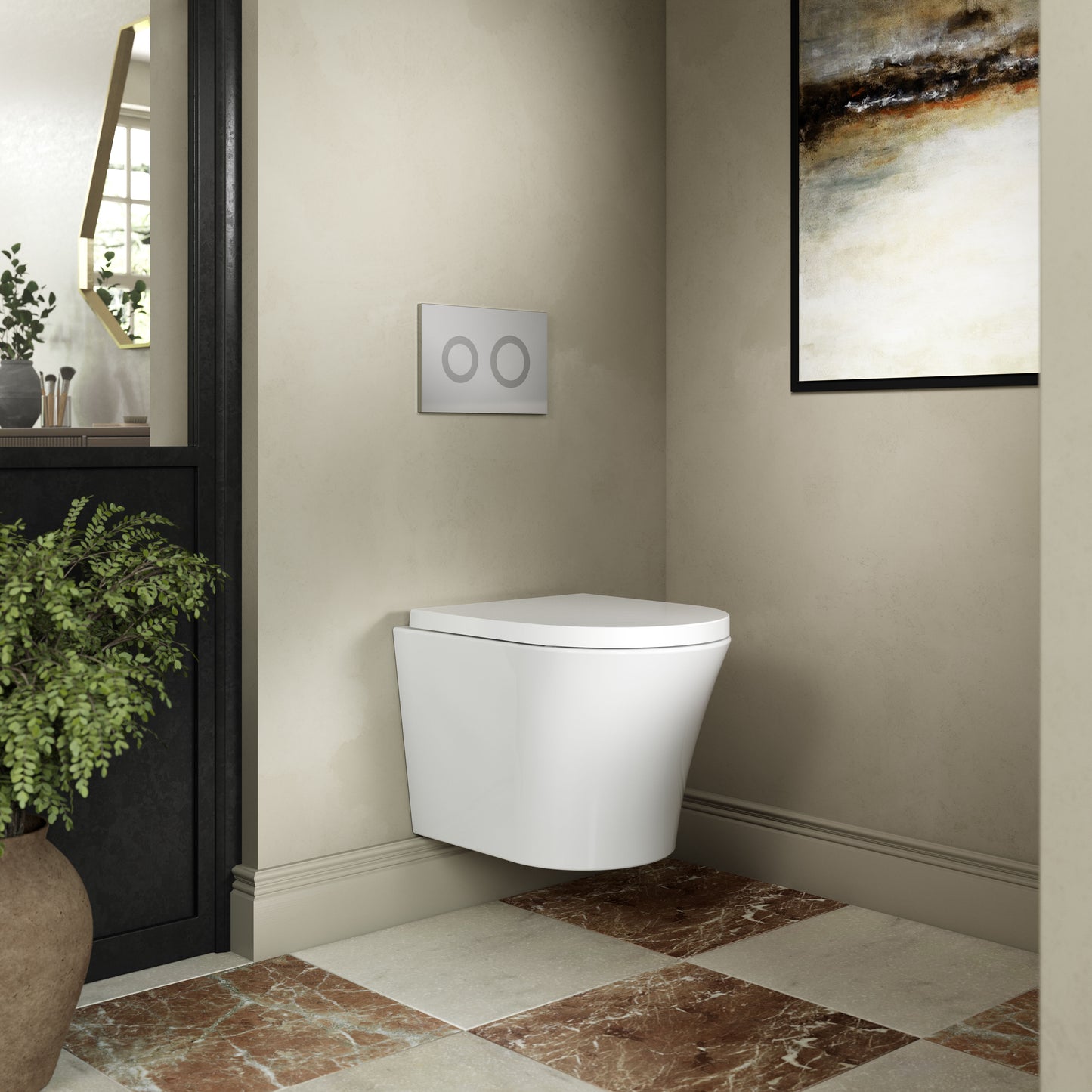 Round Rimless W/H Pan & SC Seat (Urea)