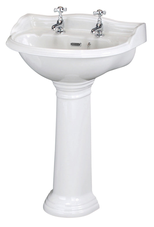Chancery 600mm Basin & Pedestal 2 Tap Hole