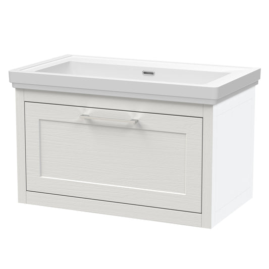 BC Designs Crestfield 830mm Traditional Wall Hung 1-Drawer Nimbus White Vanity Unit Including Basin