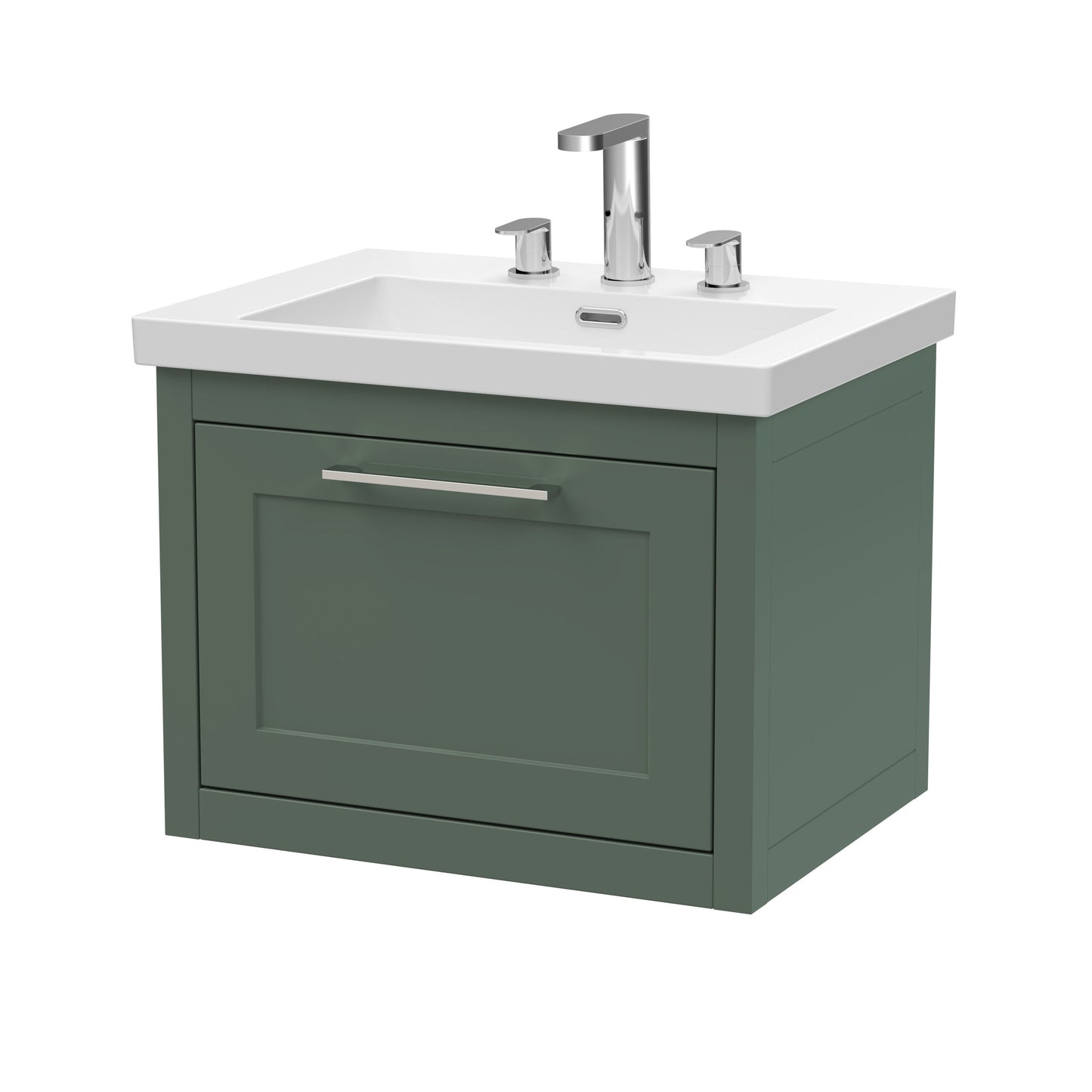 BC Designs Crestfield 600mm Forest Green Wall Hung 1-Drawer Vanity Unit With Basin 3 Tapholes