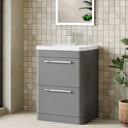 Solar Floor Standing 2 Drawer Vanity Cabinet 600mm