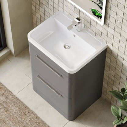 Solar Floor Standing 2 Drawer Vanity Cabinet 600mm