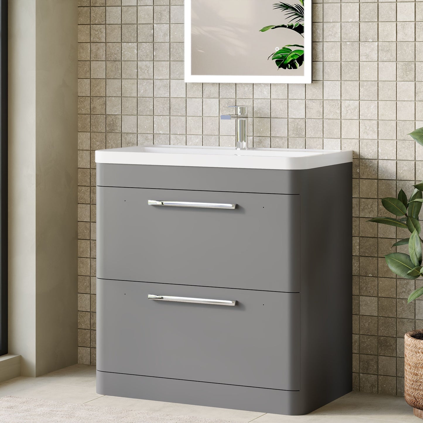 Solar Floor Standing 2 Drawer Vanity Cabinet 800mm