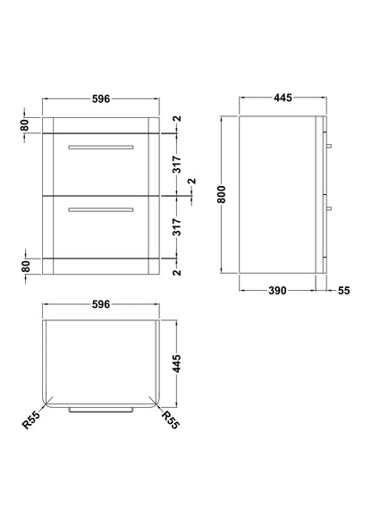 Solar 600mm Floor Standing 2-Drawer Unit