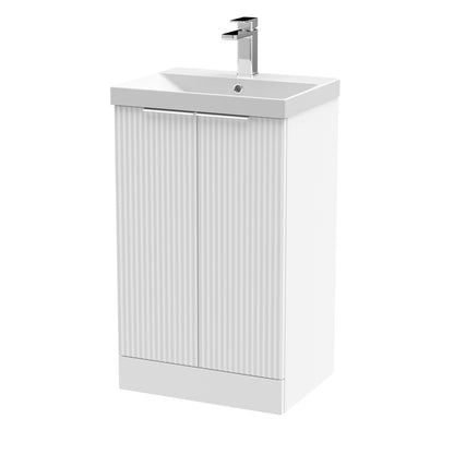 Hudson Reed Fluted 510mm Floor Standing 2-Door Vanity Unit With Basin