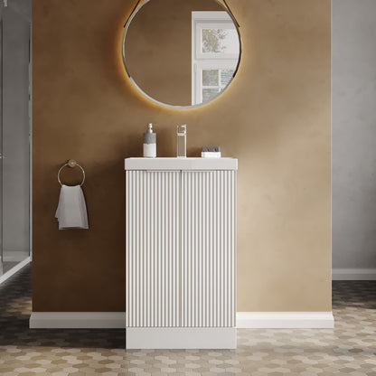 Hudson Reed Fluted 510mm Floor Standing 2-Door Vanity Unit With Basin