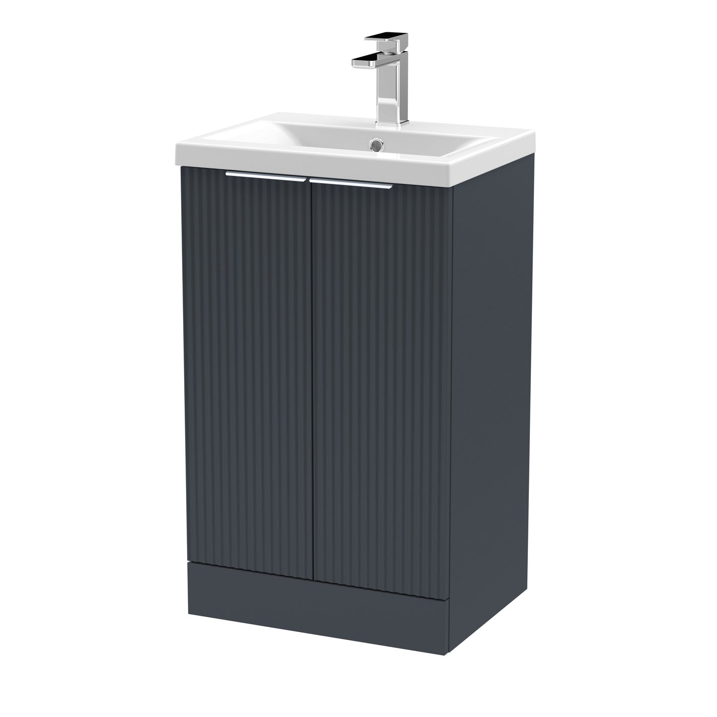 Balterley Fluted Front Floor Standing 2 Door Vanity Basin Unit with Ceramic Basin 500mm - Dark Grey