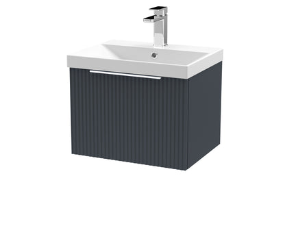 Hudson Reed Fluted 500mm Wall Hung Single Drawer Vanity Unit With Basin
