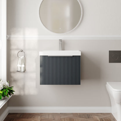 Hudson Reed Fluted 500mm Wall Hung Single Drawer Vanity Unit With Basin