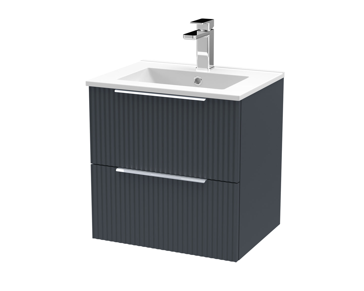 Hudson Reed Fluted 500mm Wall Hung 2-Drawer Vanity Unit With Basin