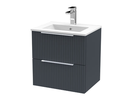 Hudson Reed Fluted 500mm Wall Hung 2-Drawer Vanity Unit With Basin
