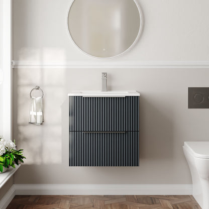 Hudson Reed Fluted 500mm Wall Hung 2-Drawer Vanity Unit With Basin