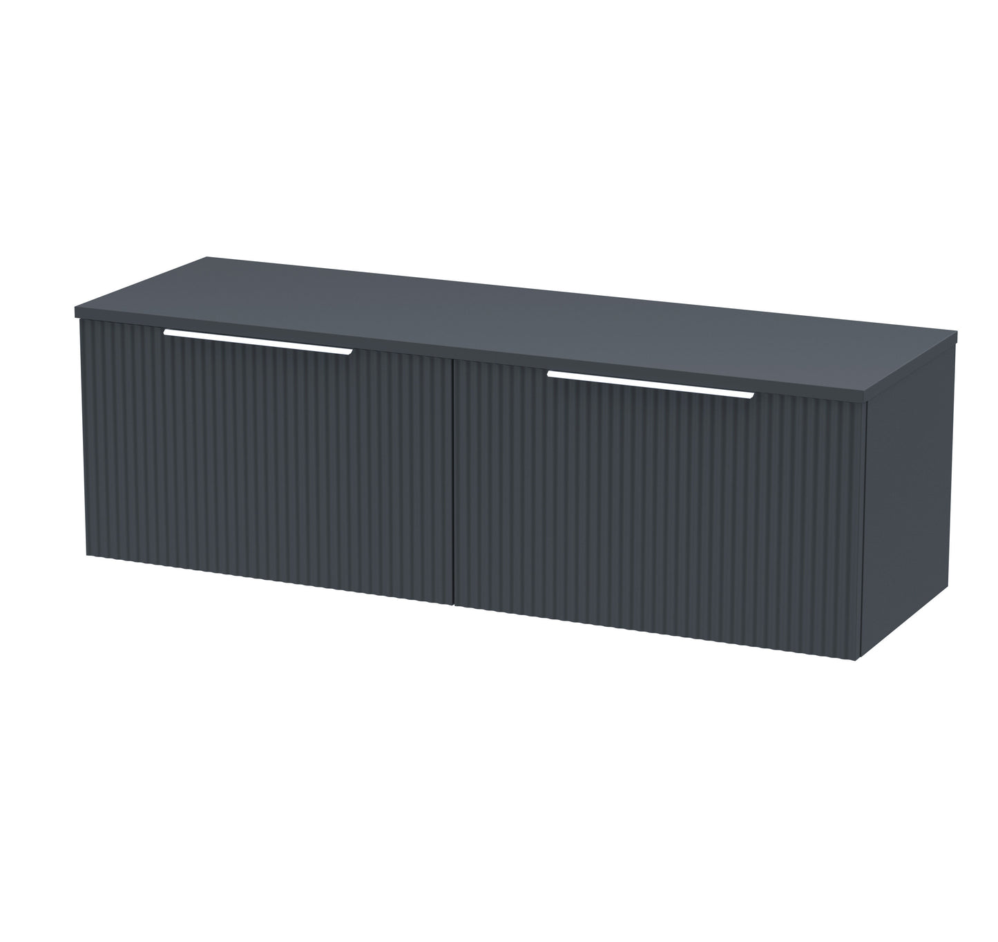 Hudson Reed Fluted 1200mm Soft Black Wall Hung 2-Drawer Vanity Unit With Worktop