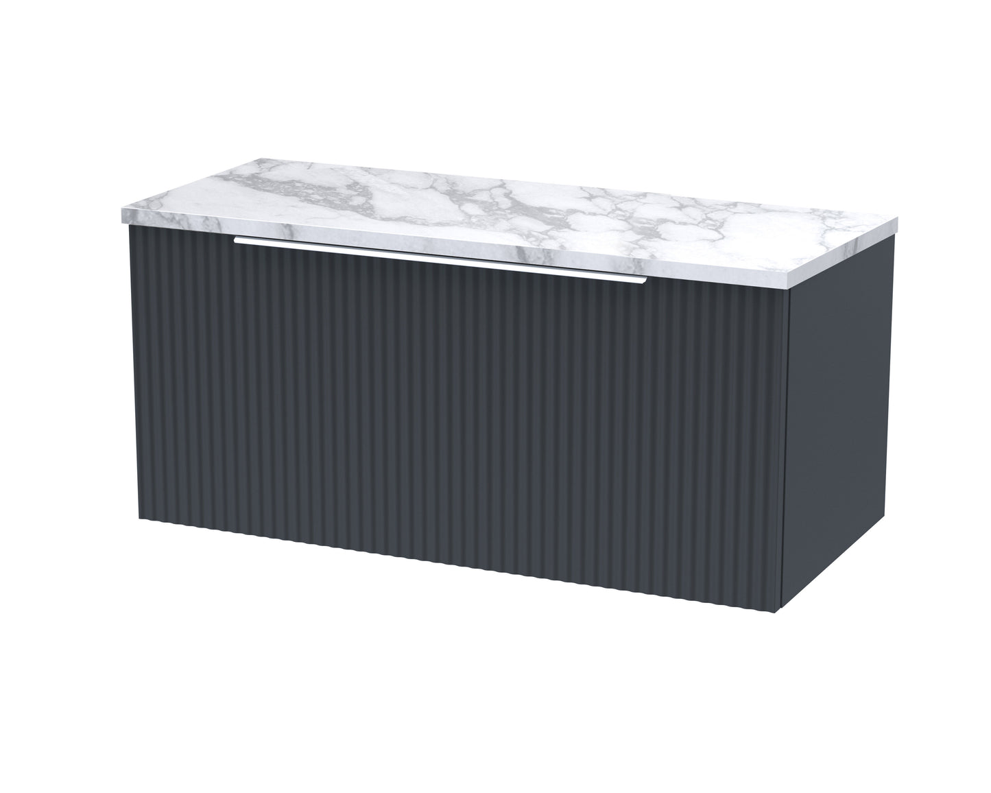 Hudson Reed Fluted 800mm Wall Hung Single Drawer Vanity Unit With Laminate Worktop