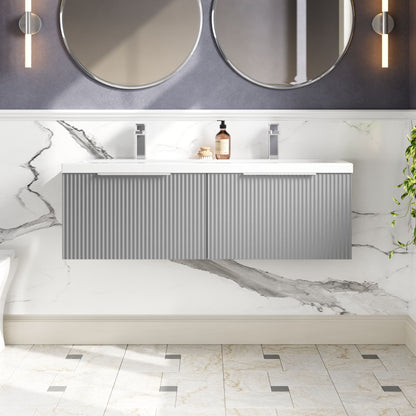 Hudson Reed Fluted 1200mm Wall Hung 2-Drawer Vanity Unit & Double Basin