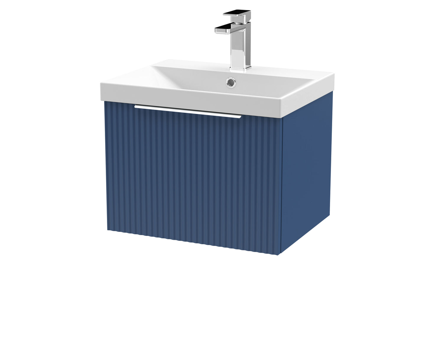 Hudson Reed Fluted 500mm Wall Hung Single Drawer Vanity Unit With Thin-Edge Basin