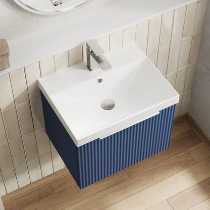 Hudson Reed Fluted 500mm Wall Hung Single Drawer Vanity Unit With Thin-Edge Basin