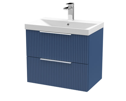 Hudson Reed Fluted 600mm Wall Hung 2-Drawer Vanity Unit With Basin