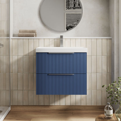 Hudson Reed Fluted 600mm Wall Hung 2-Drawer Vanity Unit With Basin