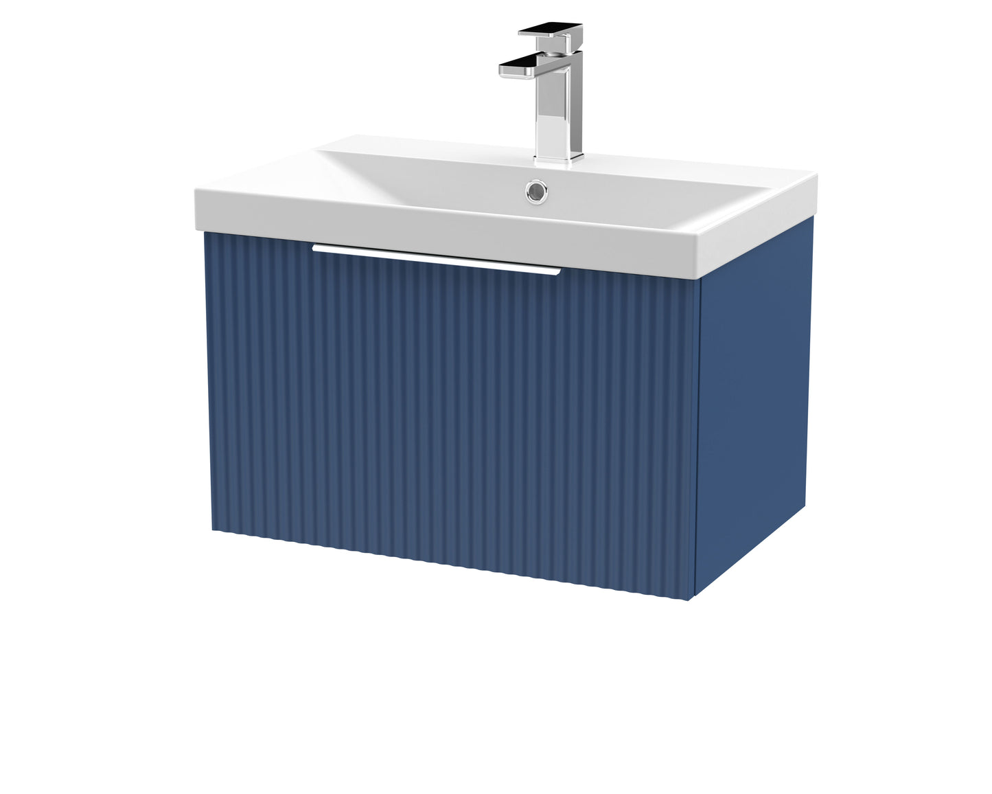 Hudson Reed Fluted 600mm Wall Hung Single Drawer Vanity and Thin-Edge Basin