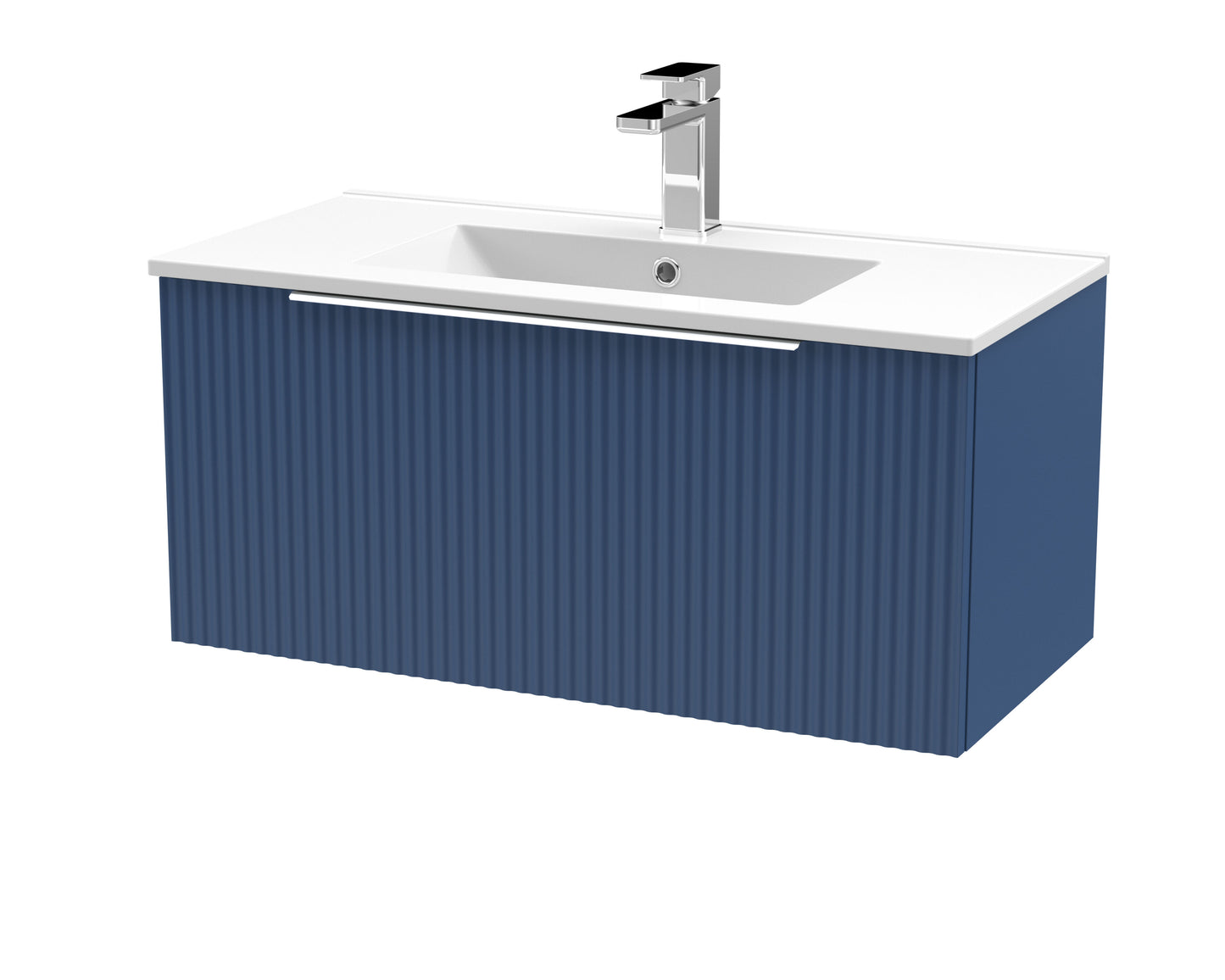 Hudson Reed Fluted 800mm Wall Hung Single Drawer Vanity Unit With Basin