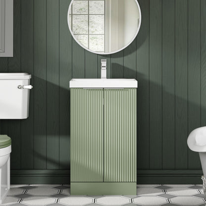 Hudson Reed Fluted 510mm Floor Standing 2-Door Vanity Unit with Basin