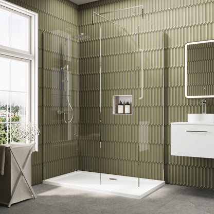 Nuie 900mm Frameless Walk-In Wetroom Screen Set With Tray
