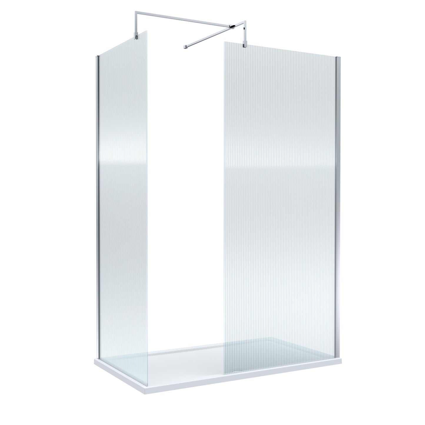 Nuie 900mm Frameless Fluted Walk-In Wetroom Screen Set With Tray