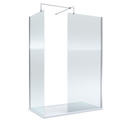 Nuie 900mm Frameless Fluted Walk-In Wetroom Screen Set With Tray