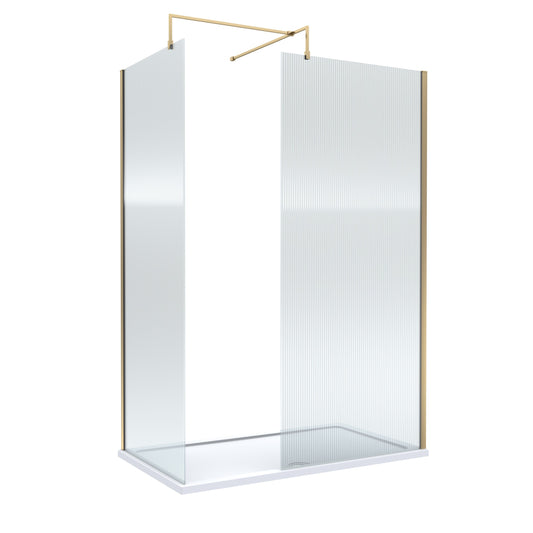 Nuie 900mm Frameless Fluted Walk-In Wetroom Screen Set With Tray