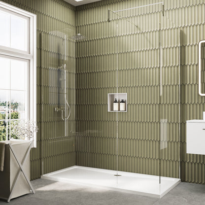 Nuie 1198mm Frameless Walk-In Wetroom Screen Set With Tray