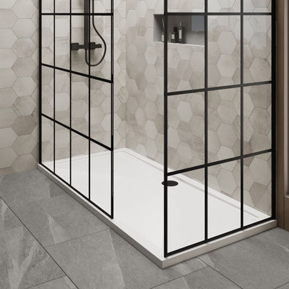 Nuie 900mm Framed Walk-In Wetroom Screen Set With Tray
