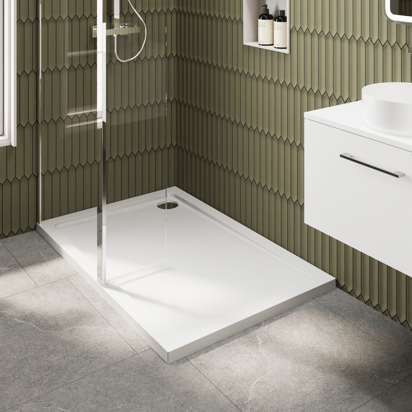 Nuie 700mm Framed Walk-In Wetroom Return Screen With Tray