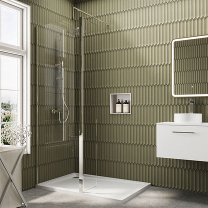 Nuie 700mm Framed Walk-In Wetroom Return Screen With Tray