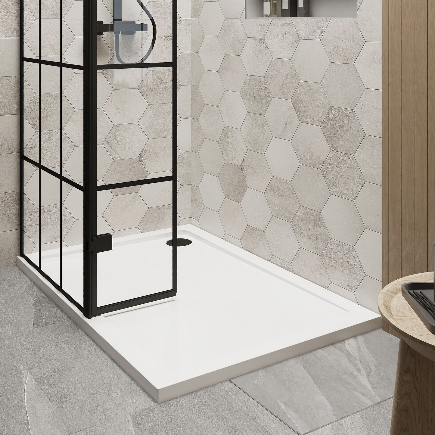 Nuie 700mm Framed Walk-In Wetroom Return Screen With Tray