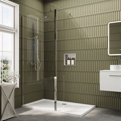 Nuie 900mm Framed Walk-In Wetroom Return Screen With Tray