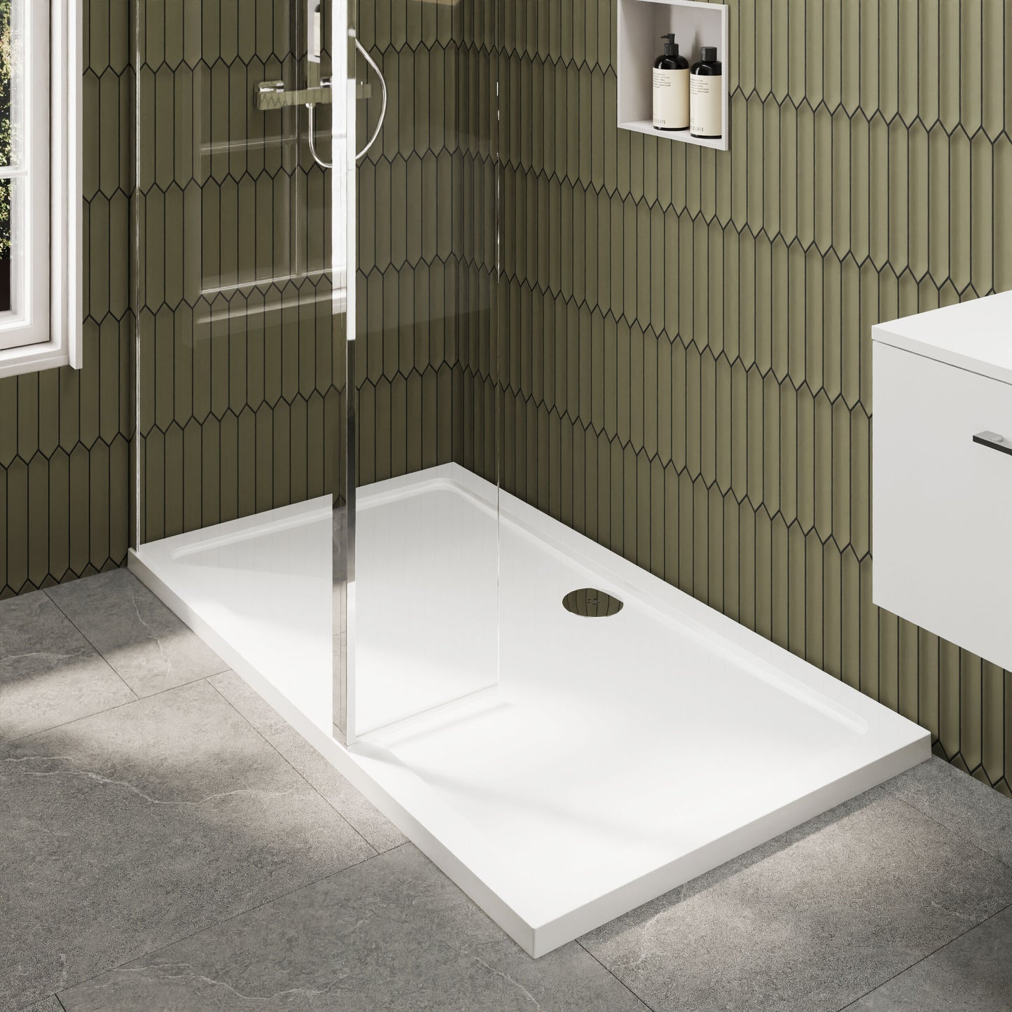 Nuie 900mm Framed Walk-In Wetroom Return Screen With Tray