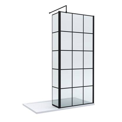 Nuie 900mm Framed Walk-In Wetroom Return Screen With Tray