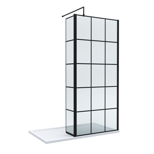 Nuie 900mm Framed Walk-In Wetroom Return Screen With Tray