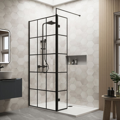 Nuie 900mm Framed Walk-In Wetroom Return Screen With Tray