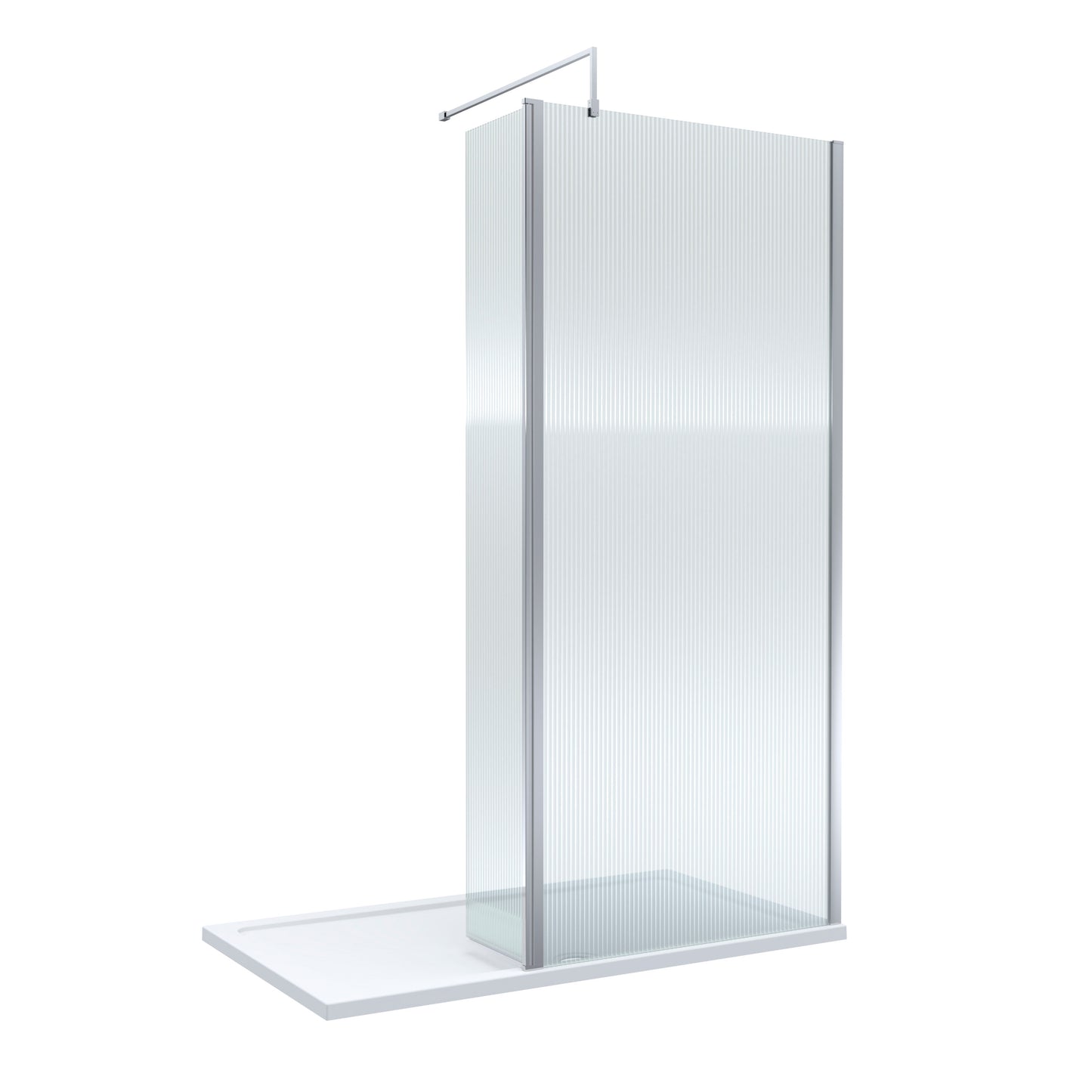 Nuie 900mm Framed Fluted Walk-In Wetroom Return Screen With Tray