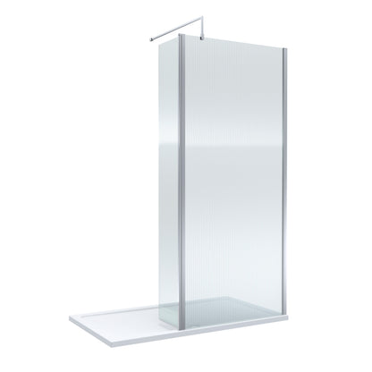 Nuie 900mm Fluted Walk-In Wetroom Return Screen With Tray