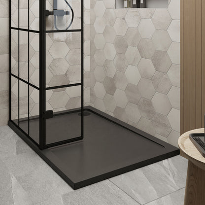 Nuie 700mm Walk-In Wetroom Return Screen With Slate Grey Tray