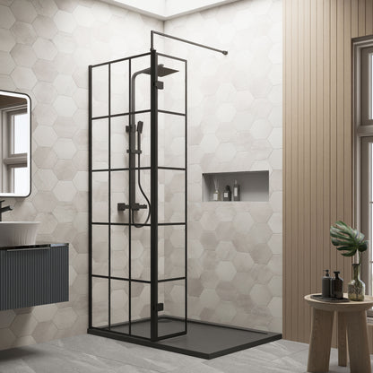 Nuie 700mm Walk-In Wetroom Return Screen With Slate Grey Tray