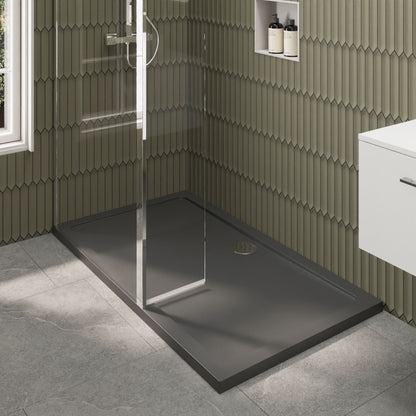 Nuie 900mm Framed Walk-In Wetroom Return Screen With Slate Grey Tray